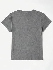 SHEIN LUNE Wine Glass Graphic Print T-Shirt - Dark Grey - View 2