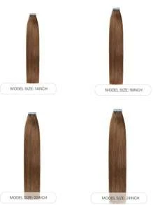 Straight Skin Weft Tape Remy Hair Natural Invisible PU Tape In Human Hair Extensions Tape In Hair #4 Hair Extensions - S6 - View 7