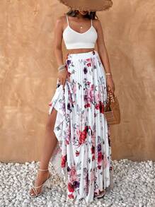 EURMUSE 長版花卉百褶裙 - 彩色 - 查看 3