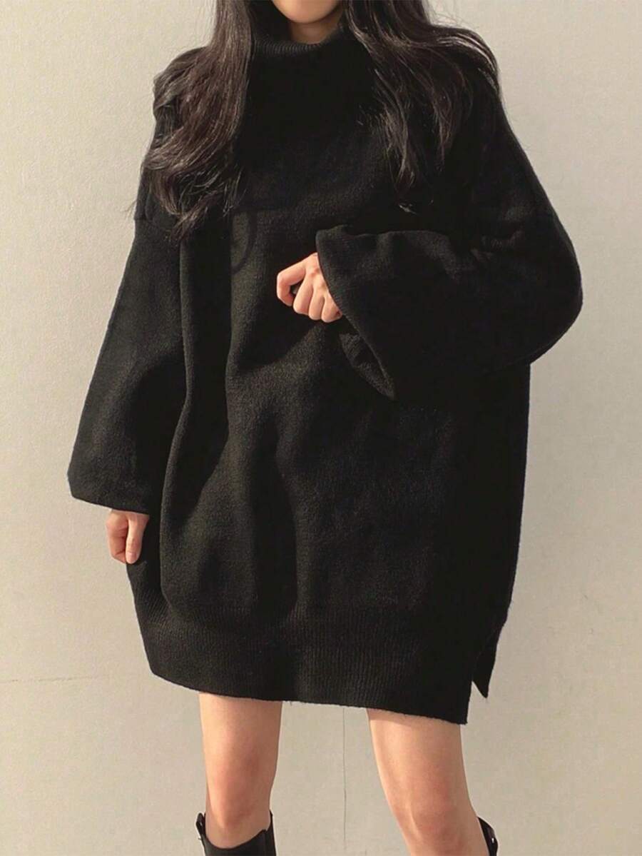 女士长袖高领宽松毛衣