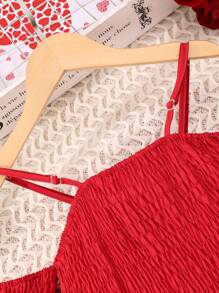 Vestido De Ombro Caído Com Babado De Cintura Elástica Para Adolescentes