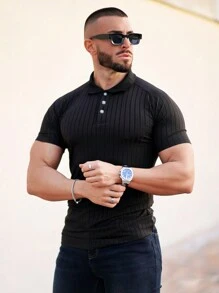 Men Golf Polo Shirts Dry Fit Short Sleeve - Black - View 1