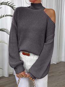 Chiquease 女士纯色立领针织套头衫秋冬装