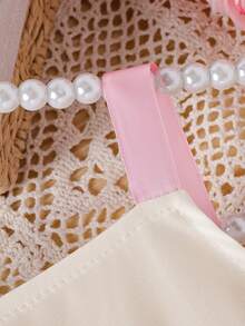 夏季輕薄女嬰可愛雲朵印花無袖連身裙 - 杏色 - 查看 4