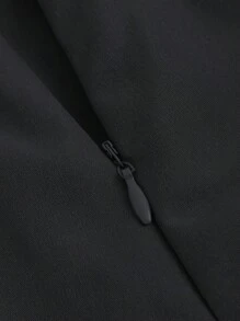Sweetra 女士實色分裙,帶有蝴蝶結裝飾 - 黑色 - 查看 3