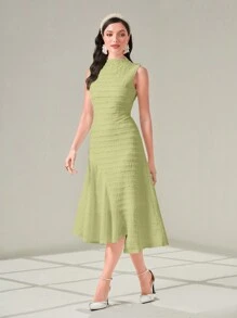 Modelyn 女士無袖純色日常裙