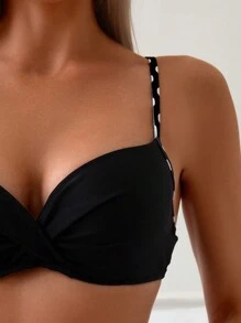 Swim Lushoire Set di due pezzi con stampa a pois, bikini twist, costume da bagno, outfit da spiaggia per vacanze estive