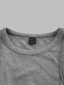 SHEIN EZwear Multicolor Knitted Women's Round Neck Tight-Fitting Tank Top - Multicolor - View 3