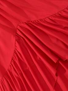 Vestido De Ombro Caído Com Babado De Cintura Elástica Para Adolescentes