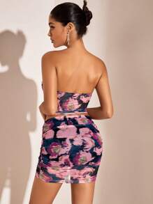 SHEIN BAE Floral Spring Break Summer Outfits Corset Spring Clothes Women Clothes Two Pieces Beach Set Pink Corset Spring - Multicolor - View 2