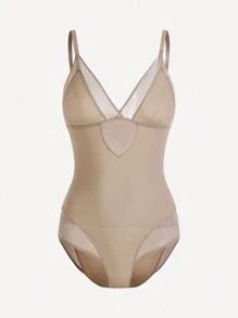 SHAPORA 女士純色網眼裝飾塑身連體衣