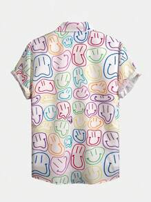 ROMWE MEN Prep Men Cartoon Graphic Shirt Without Tee, School - Multicolor - View 2