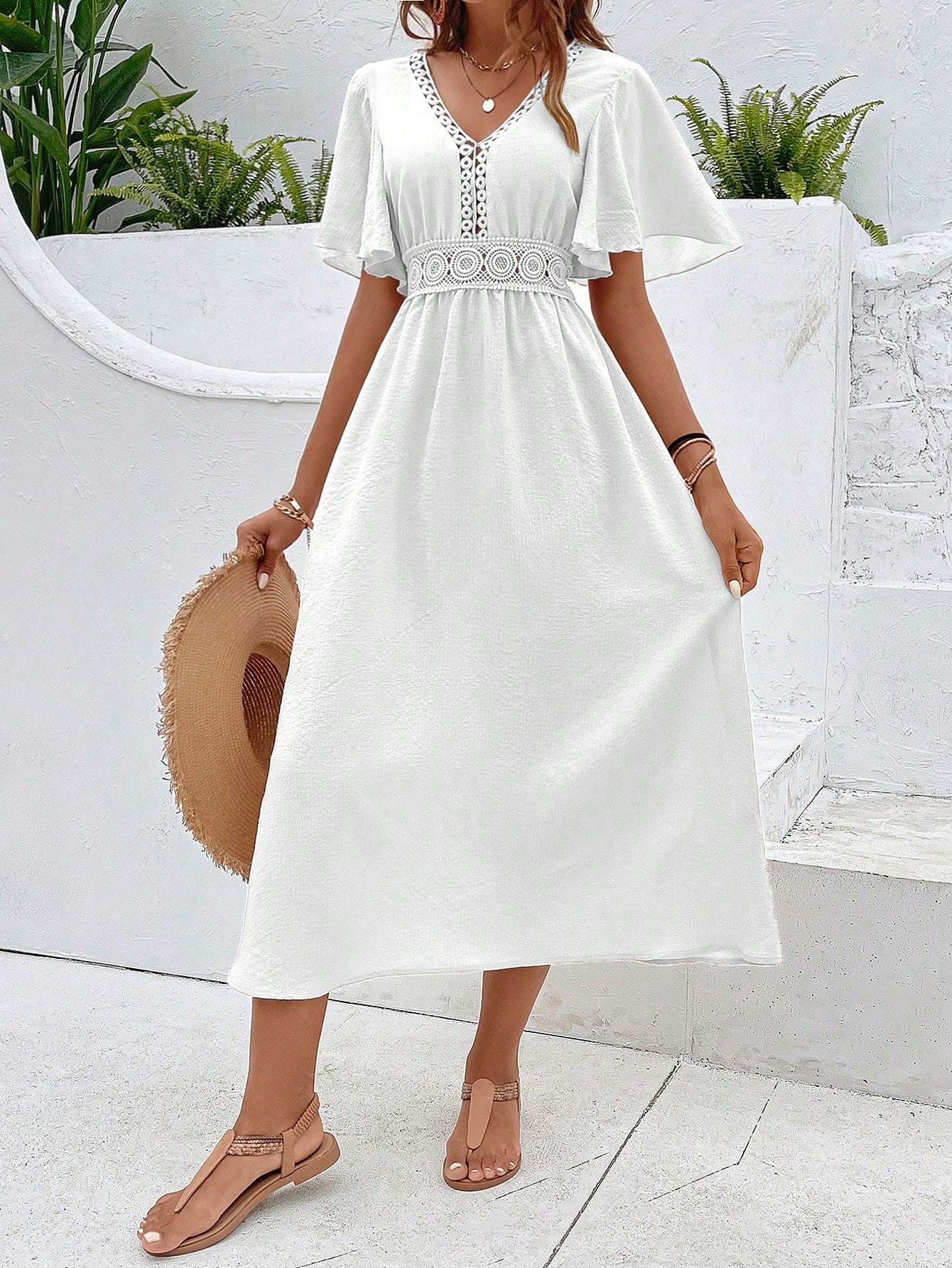 Breezaya ثوب ماكسي للعطلات والشاطئ للنساء، منقوش م...