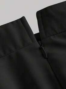 SHEIN MOD Women's Solid Color Asymmetrical Hem Skirt - Black - View 3