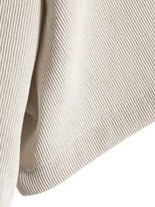 ROMWE MEN Prep Men Curved Hem Pocket Patched Shirt, School - Beige - View 4