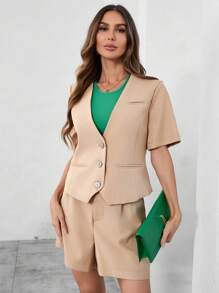 Aveloria Ladies' Solid Color Casual Suit, 2 Pieces Set