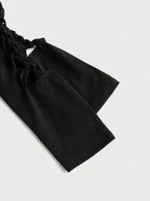 ROMWE Grunge Punk Solid Cut Out Super Crop Top Without Bra - Black - View 3