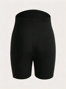 SHEIN Maternity Solid Color High Waist Short Length Slim Fit Leggings, 2pcs/Pack - Multicolor - View 3