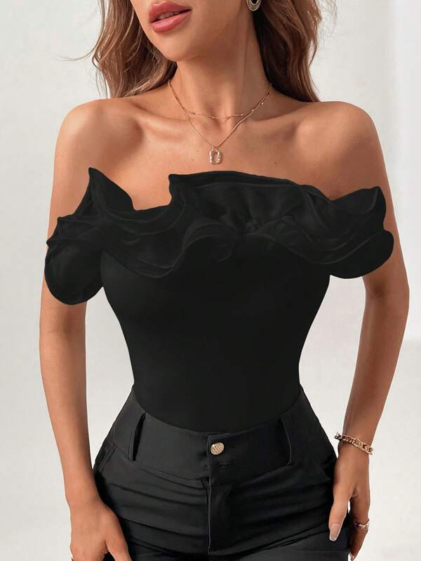 Firerie Solides, Lagiges Rüschen-trimming Schlauch-bodysuit