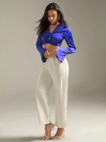 Anewsta Áo crop top tay loe họa tiết hoa màu tím dành cho nữ - Màu tím  Violet - Xem 4