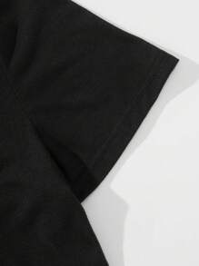 SHEIN Camiseta de manga corta para mujeres con estampado de Jesucristo y letras "JESÚS todo" Gráfico de camisetas para mujeres - Negro - Ver 3