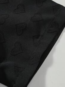 Manfinity Homme Camisa De Manga Corta Con Corazón En Relieve Para Hombres - Blanco y Negro - Ver 7