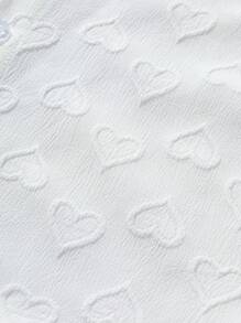 Manfinity Homme Camisa De Manga Corta Con Corazón En Relieve Para Hombres - Blanco y Negro - Ver 4