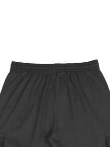 Manfinity Homme Men Flap Pocket Drawstring Waist Cargo Trousers - Black - View 4