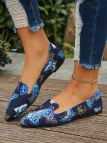 Comfy Black Gold Thread Pointed Toe Flats US Size 5-10, Spring Summer Autumn Casual Slip-On Daily Wear Lightweight Flat Shoes For Women