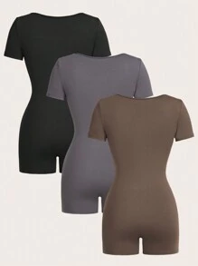 SHEIN SXY 3 paquetes Unitaris de punto elástico para mujer