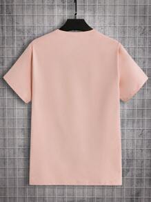 Manfinity Homme Men Size Chart Light Pink  Short-Sleeve T-Shirt - Pink - View 5