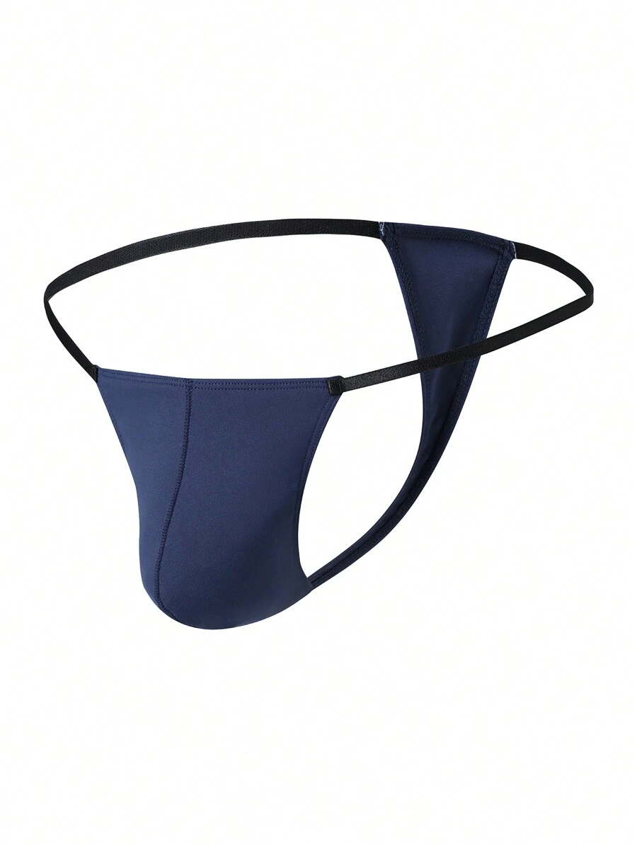 Men's Elastic Soft Sexy Underwear, Temptation T-Back And U-Shaped Pouch, Low Rise, Blue - Blue - View 1