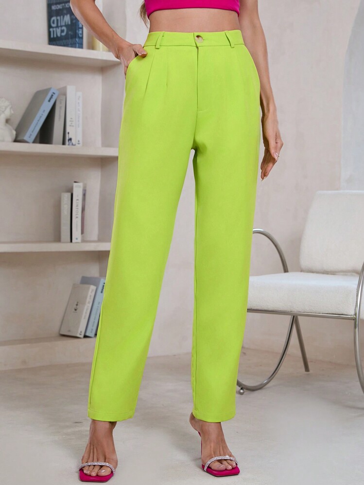 Aveloria Modichic レディース蛍光グリーンプリーツスーツパンツ