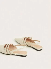 French Flat Closed Toe Sandals, Elegant Pointed Toe Lady Shoes, Spring New Arrival - Beige - View 3