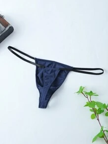 Men's Elastic Soft Sexy Underwear, Temptation T-Back And U-Shaped Pouch, Low Rise, Blue - Blue - View 2