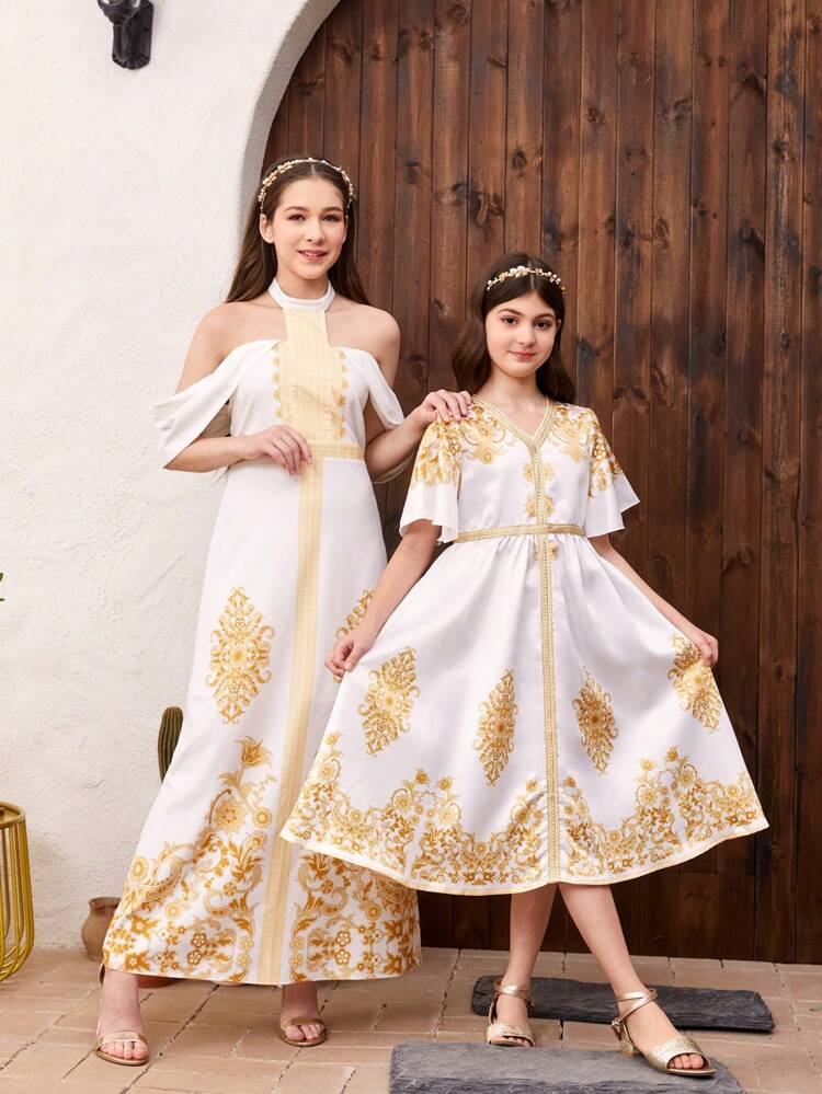 Teen Girl Floral Printed Knit Dress