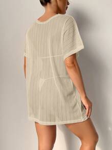 Swim Vcay Summer Beach Ladies' Solid Color Sheer Fashion Cover Up
