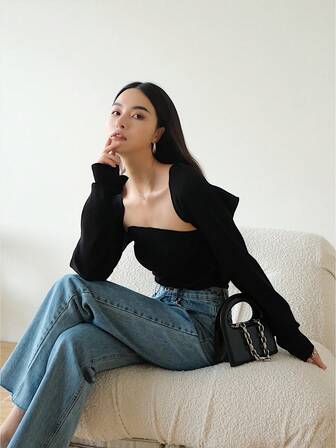 ROEYWANG Women's Solid Color Knit Camisole Top & Minimalist Open Cardigan, Autumn