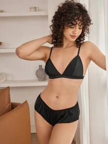 Ocili Leisure Wire-Free Satin Bralette, Lingerie - Black - View 6
