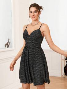 SHEIN Belle Geprint V-hals Spaghetti bandjes Cocktailjurk