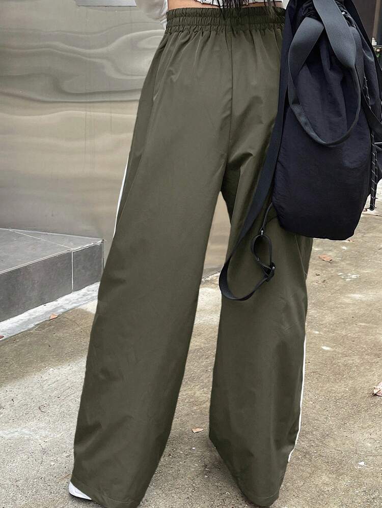 Women's Solid Color Drawstring Waist Long Pants