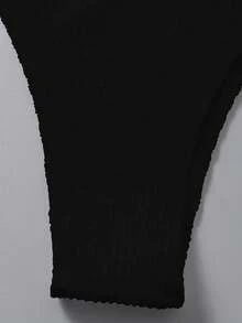 SHEIN Swim 女士夏季海灘純色比基尼下褲 - 黑色 - 查看 5