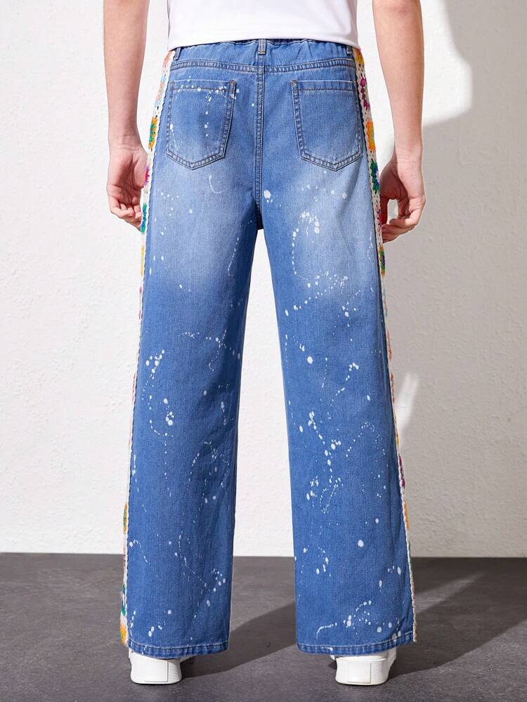 Teen Boys' Vintage Personalized Printed Loose & Comfortable Straight Leg Jeans