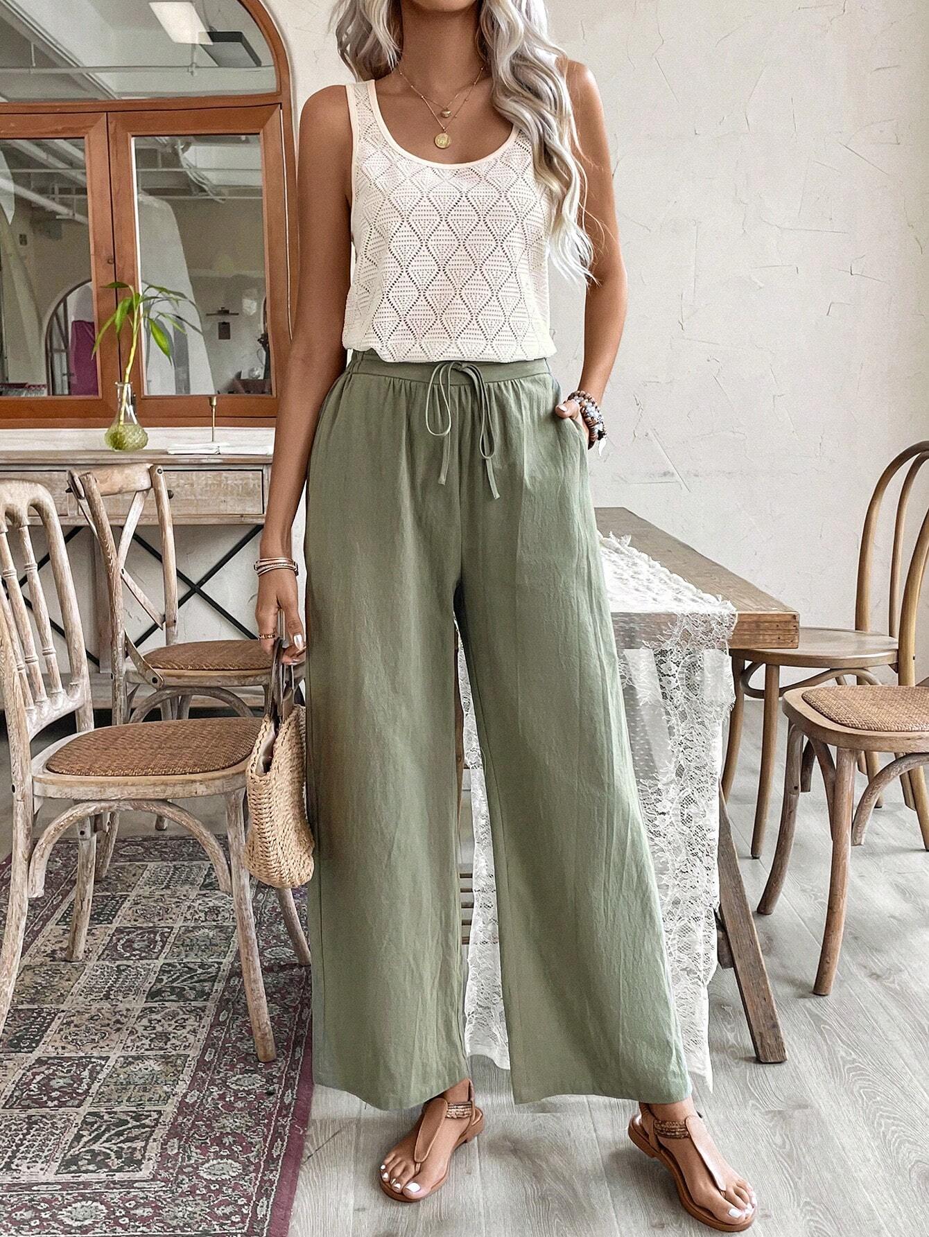 SHEIN Frenchy Solid Color Sleeveless Crew