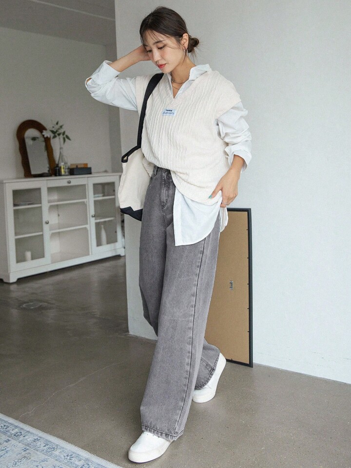 Massimo Dutti*テクスチャードワイドレッグハイウエストジーンズ Women's Wide Leg Jeans - Massimo Dutti - US