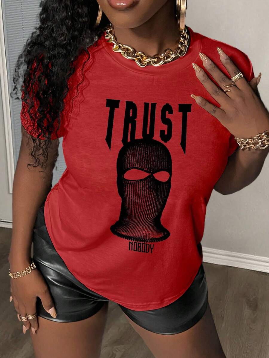 Slaydiva 圖案印花短袖t恤 - 紅色 - 查看 1