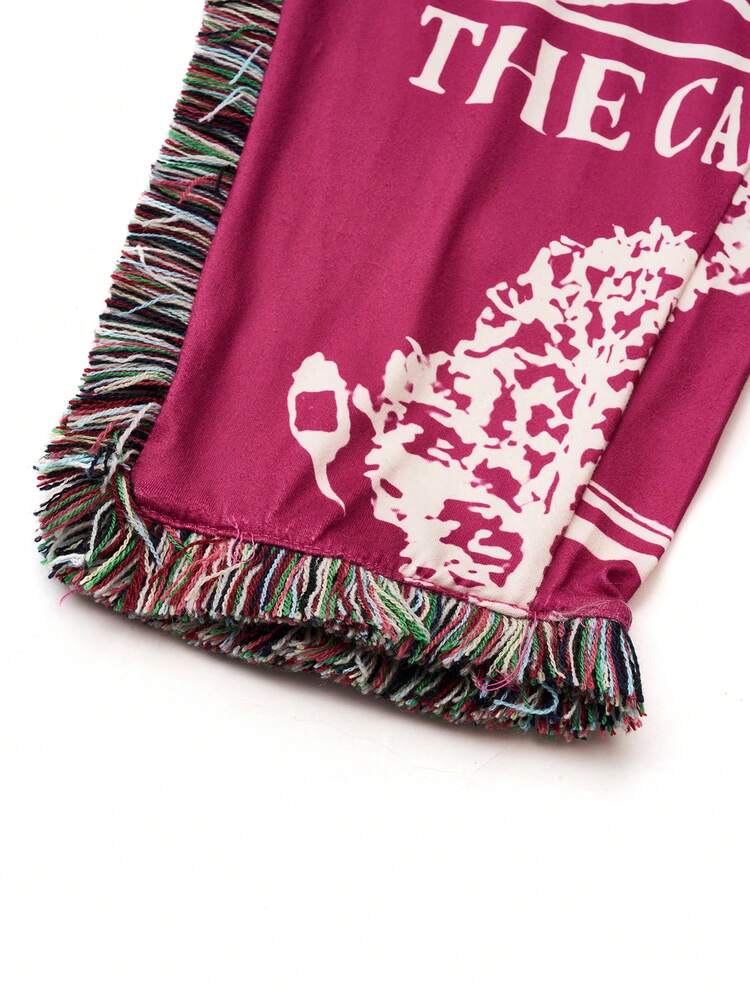 Plus Size Printed Tassel Decorated Leggings For Women Fall Cloth For Women