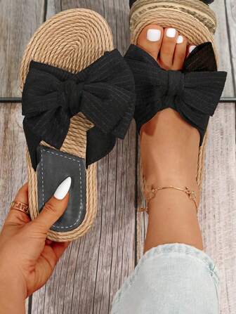 Women's Flat Sandals Fashion Slides With Soft Bow Slippers For Summer Women Comfort Sandals Valentines