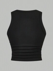 SHEIN EZwear Multicolor Knitted Women's Round Neck Tight-Fitting Tank Top - Multicolor - View 9