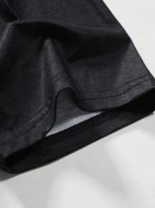 Manfinity Homme 男士漸層字母印花t恤 - 藍色 - 查看 3